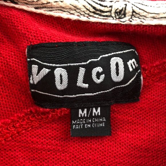 Volcom Mens Polo Shirt Medium Striped Casual Lightweight Short Sleeve Red Y2K - Picture 5 of 13